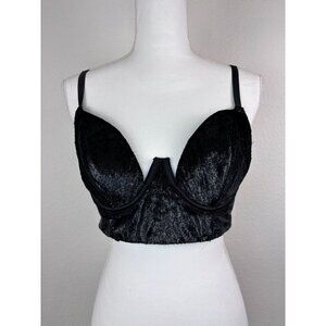 Victoria's Secret 38B‎ balconnet black velvet corset bra top whimsygoth fairy